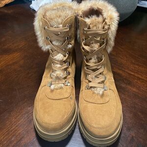 Healed fur boots